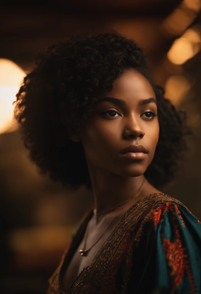 menina de 15 anos, agente MIB, pele negra, cabelos afro, katana na cintura