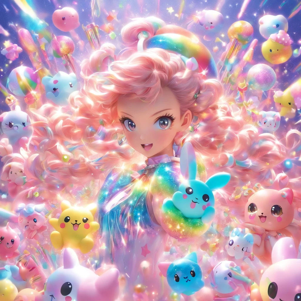 Lots of Girl Toys Glitter Cute Magical Girl Makeover Items Plastic Toys Magic Wand Magic Compact Pastel Color Pop Art-AR1:1 - Rainbow 5