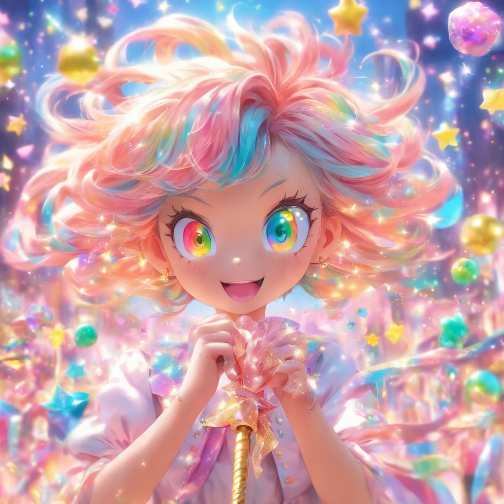 Lots of Girl Toys Glitter Cute Magical Girl Makeover Items Plastic Toys Magic Wand Magic Compact Pastel Color Pop Art-AR1:1 - Rainbow 5