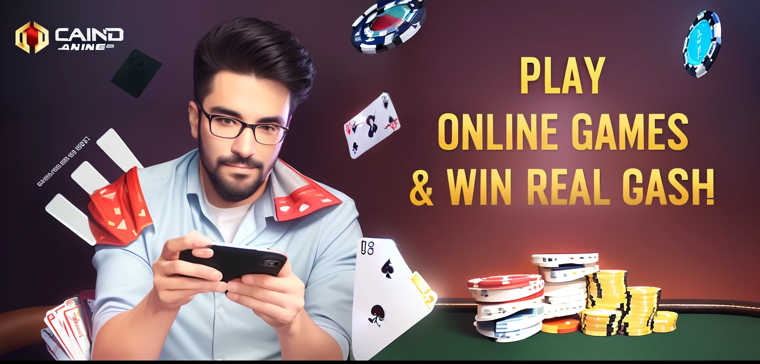 a man holding a smart phone and playing online games and win real cash, awar winning, online casino logo, mobile game, wow, holds playing cards, gambling, play, contest winner, trending ,, #trending, gaming, playing poker, competition winning, relaxed. gold background, relentlessly detailed, website banner, flaunting his wealth, no repeat, online