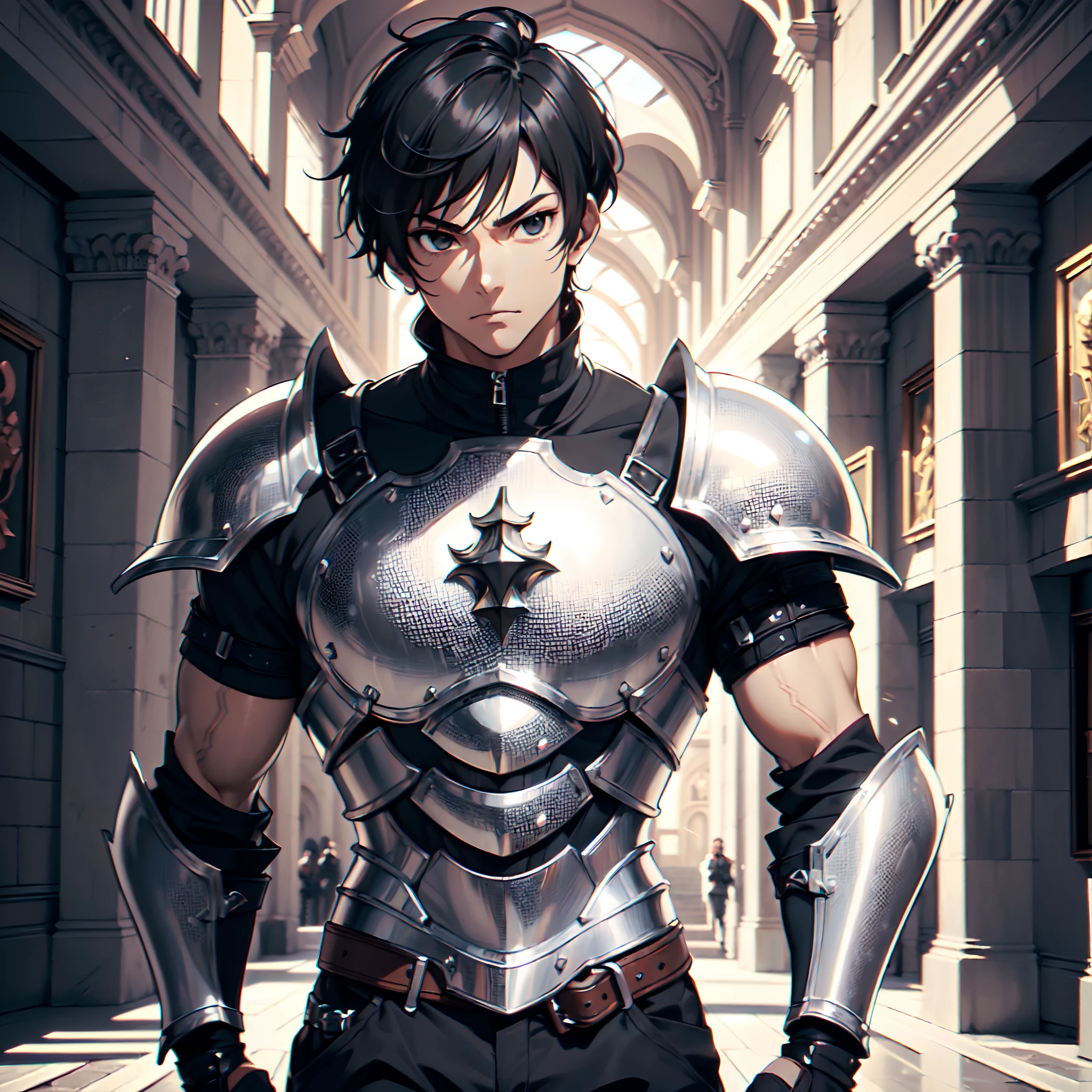 128K Ultra High Definition,
128K Ultra High Quality,
128K Ultra High Resolution,
Best Definition,
Best Quality,
Best Resolution,
Perfectly Detailed,
Perfectly Designed,
Extremely Detailed,
Extremely Designed,
Hyper Detailed,
Hyper Definition,
Hyper Quality,
Hyper Resolution,
Masterpiece,
(((Anime))),
Body Shot,
(((Boy))),
Handsome,
Muscular Body,
(((Black Short Hair))),
(((Black Eyes))),
(((Hyper Detailed & Perfectly Designed Platinum Armor Plates))),
(((Hyper Detailed & Perfectly Designed Baron Armor))),
(((Inside Of Medieval Royal Palace Background Scenery))),