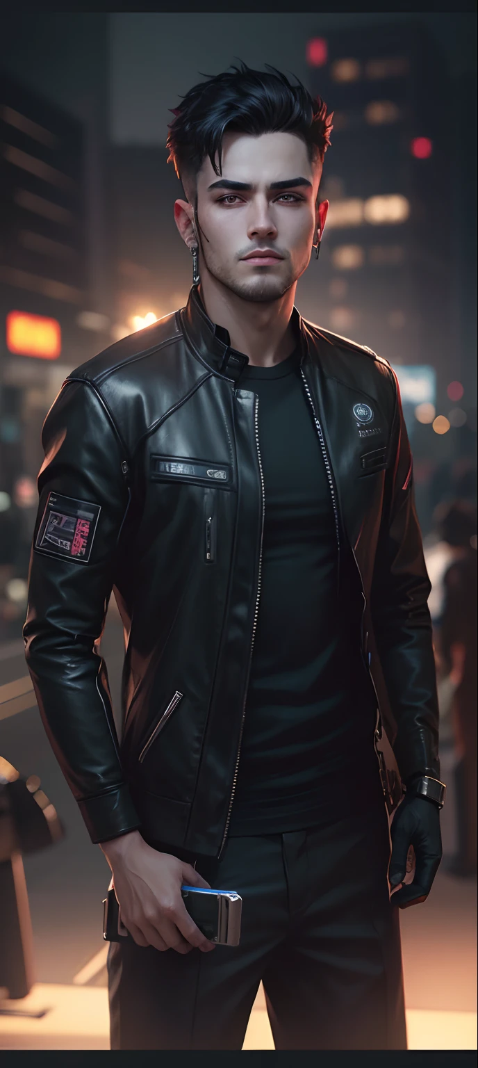 Change background cyberpunk handsome boy, realistic face, 8k, ultra realistic,