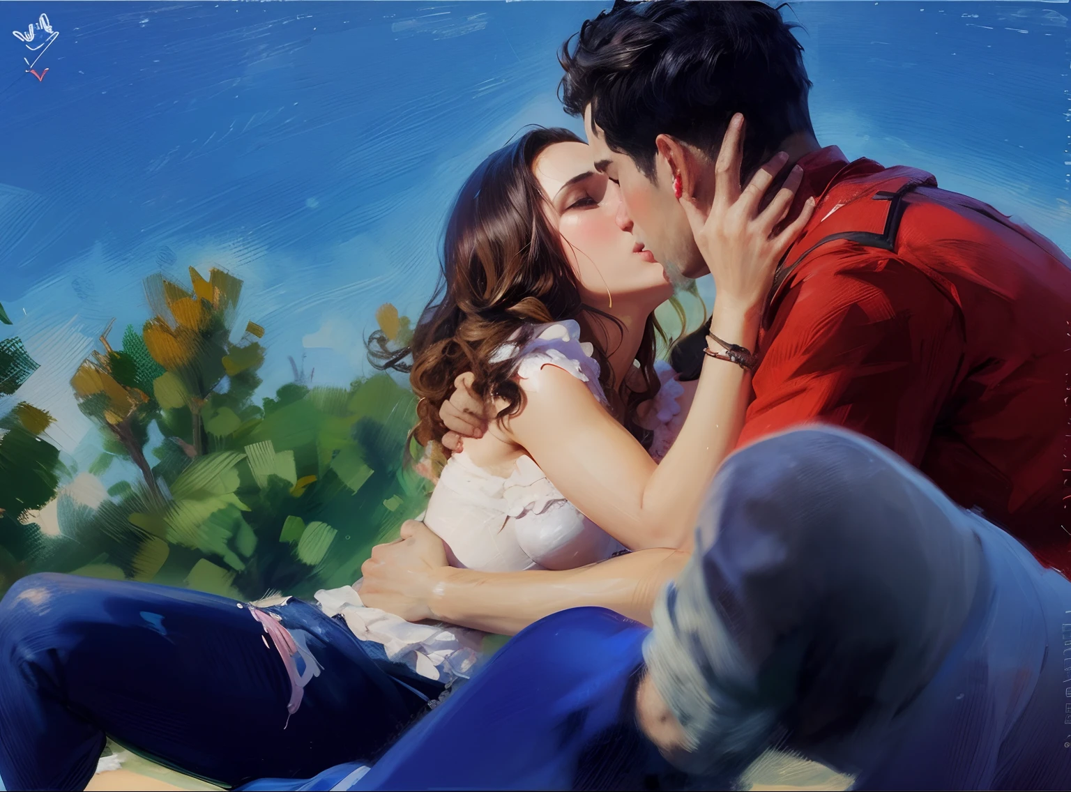 Woman and Man in love, 8k painterly art style