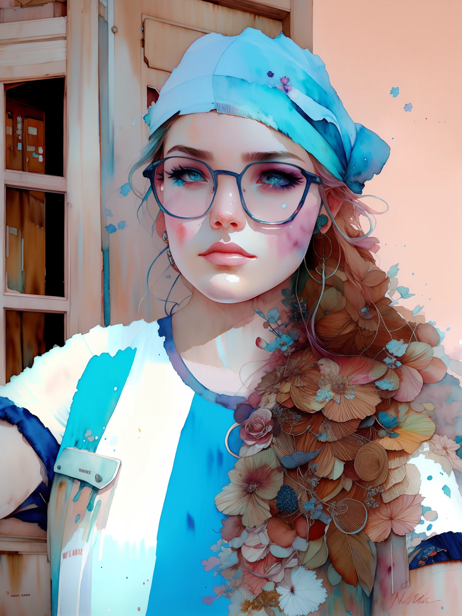 wtrcolor style, (rose) digital art, official art, blown by the wind, masterpiece, beautiful, ((watercolor)), paint splatter, intricate detail. Great detail, [dripping:0.7], Trending on Artstation, Rachel Walker