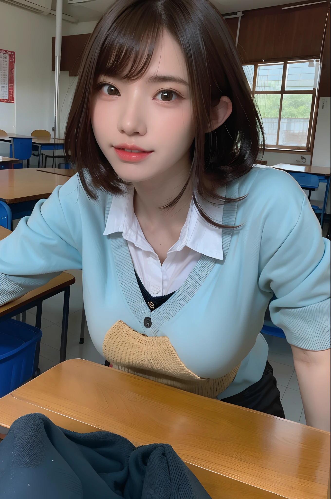 Masturbate with a vibrator、High school students in uniform、knit、playing violin、a junior high school student、sixteen years old、short-cut、爆乳、large full breasts、