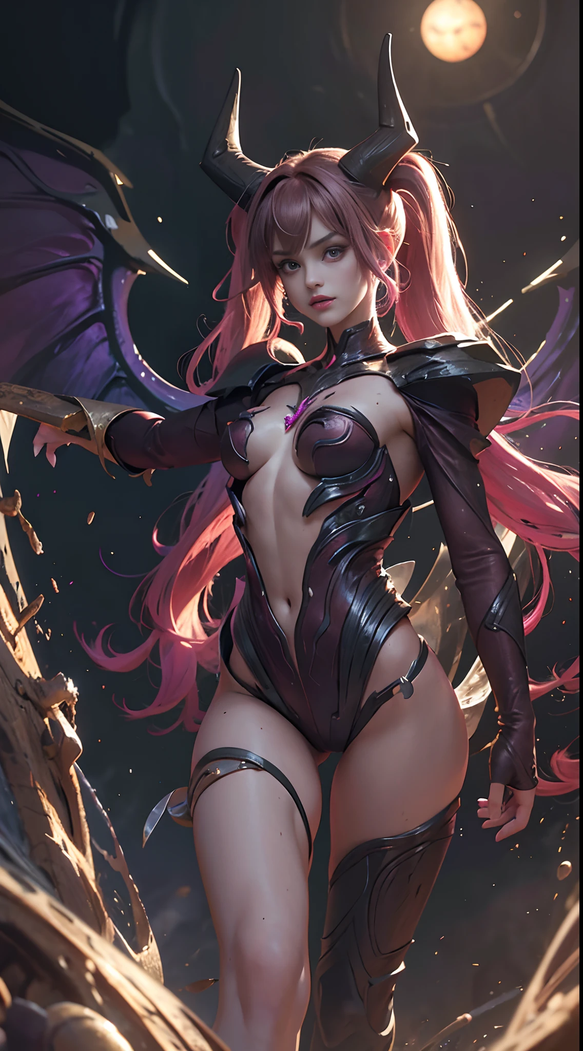 (Best Quality,4K,High resolution), Evil apotheosis,(Best Quality,4K,High resolution),Pink-purple hair on a black body, Body covered with hairs all over the body, transform,An abnormal,Beautiful eyes,shining purple eyes,Facial expression enhancement,,Changing the Appearance of a Transform,beast,Beastification,buttle,Delicate illustrations drawn in detail,Realistic skin texture expression,Realistic portrayal,Vibrant colors,expresive,Classic background(Best Quality,4K,High resolution), Comical appearance,(Best Quality,4K,High resolution), 18yo woman, Pink highlights on brown hair, long twin tail hair,Twintail, Charming woman,Majinization,Small breasts,Beautiful eyes ,big eye,Intricately decorated ripped clothes,comic strip,animesque,Comical illustration,busy,Deformed cute illustration,Full body projection,Evil Fight,Fighting,Halloween,Dark worldview,Fighting