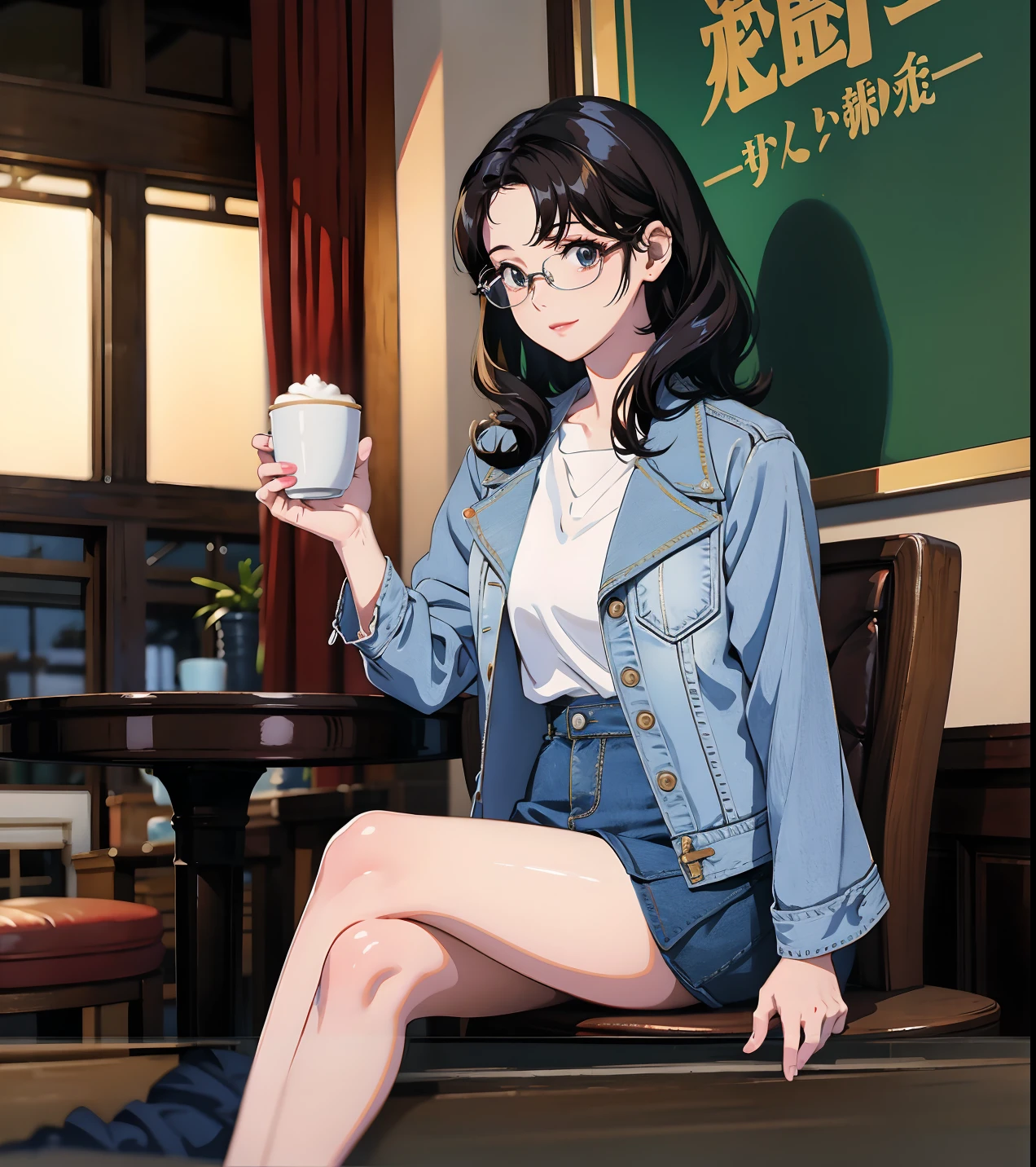 anime girl sitting in a chair holding a cup of coffee, mysterious coffee shop girl, high detailed official artwork, marin kitagawa fanart, official artwork, kantai collection style, anime moe artstyle, anime girl drinks energy drink, anime visual of a young woman, sitting in a cafe, painted in anime painter studio, digital anime illustration, official art