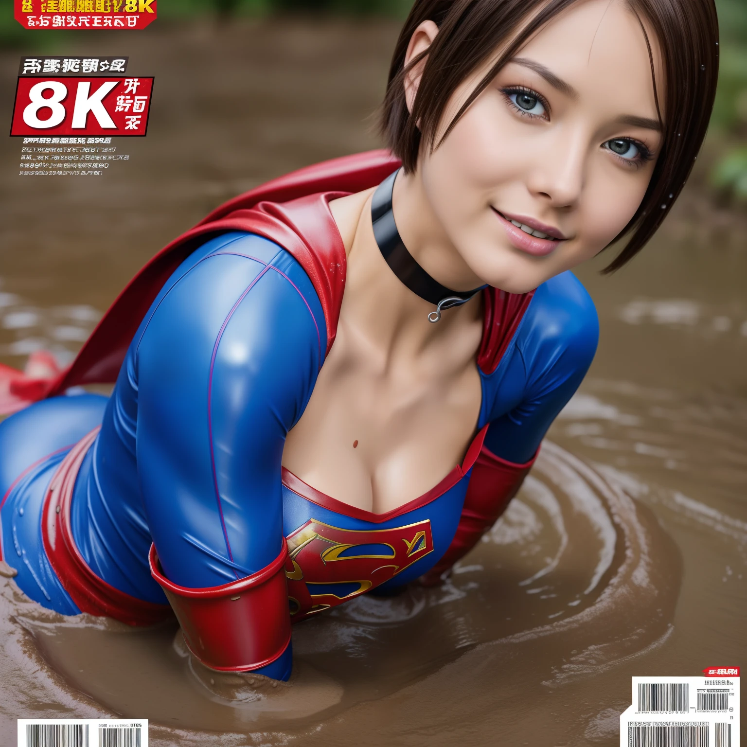 (Supergirl drinking cum from a glass:1.7)、Smoothness、Face close-up、(Close ~ eyes:1.6)、frown、Tasteless look:、