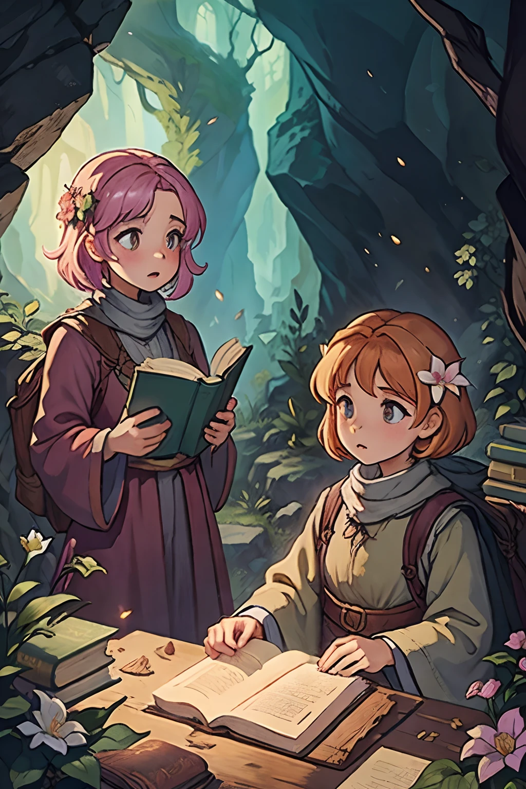 Lily and Rose were amazed by the flower and wanted to learn more about it. They searched through their books but could not find any information about it. They decided to ask the wise old wizard who lived in a nearby cave for help.