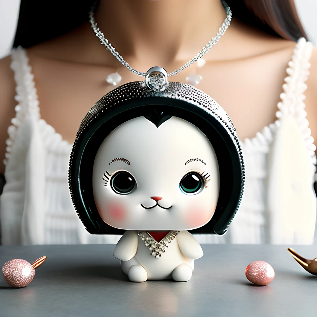 animesque、Cute Kamado Nezuko、Sparkling Diamond Necklace