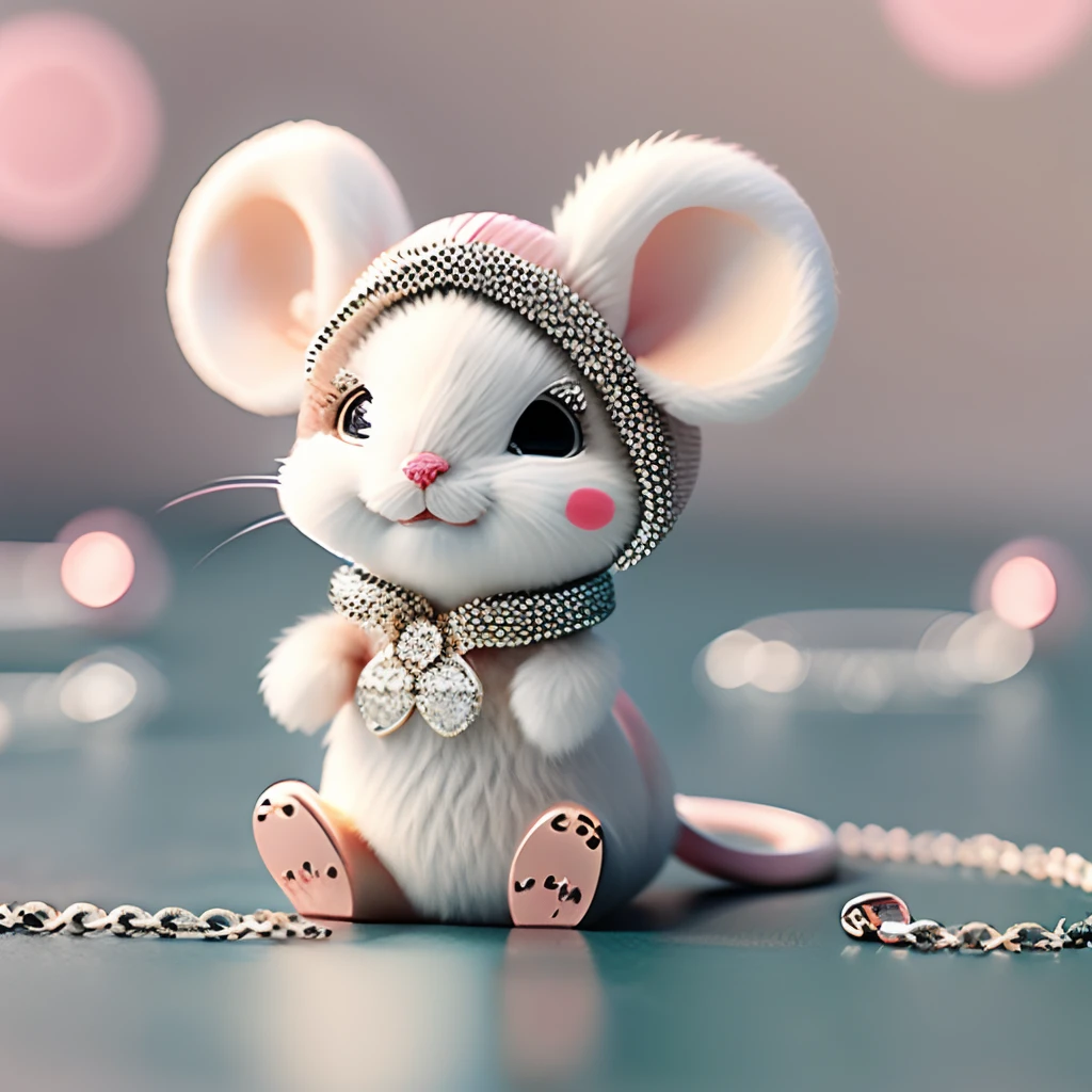 animesque、Cute mouse、Sparkling Diamond Necklace