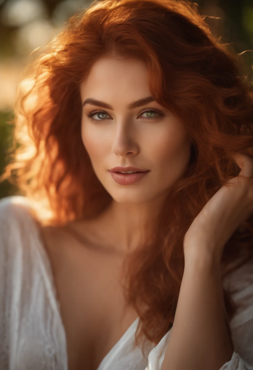 red-haired naked woman with small breasts sitting on the beach with her breasts exposed,illustration,oil painting,vivid colors,warm color tone,soft lighting,beautiful detailed eyes,beautiful detailed lips,ultra-detailed,realistic,fair skin tone,sun-kissed skin,relaxed expression,casual hairstyle,wavy hair,wind blowing through hair,peaceful atmosphere,palm trees in the background,sandy beach,gentle waves,crystal clear water.