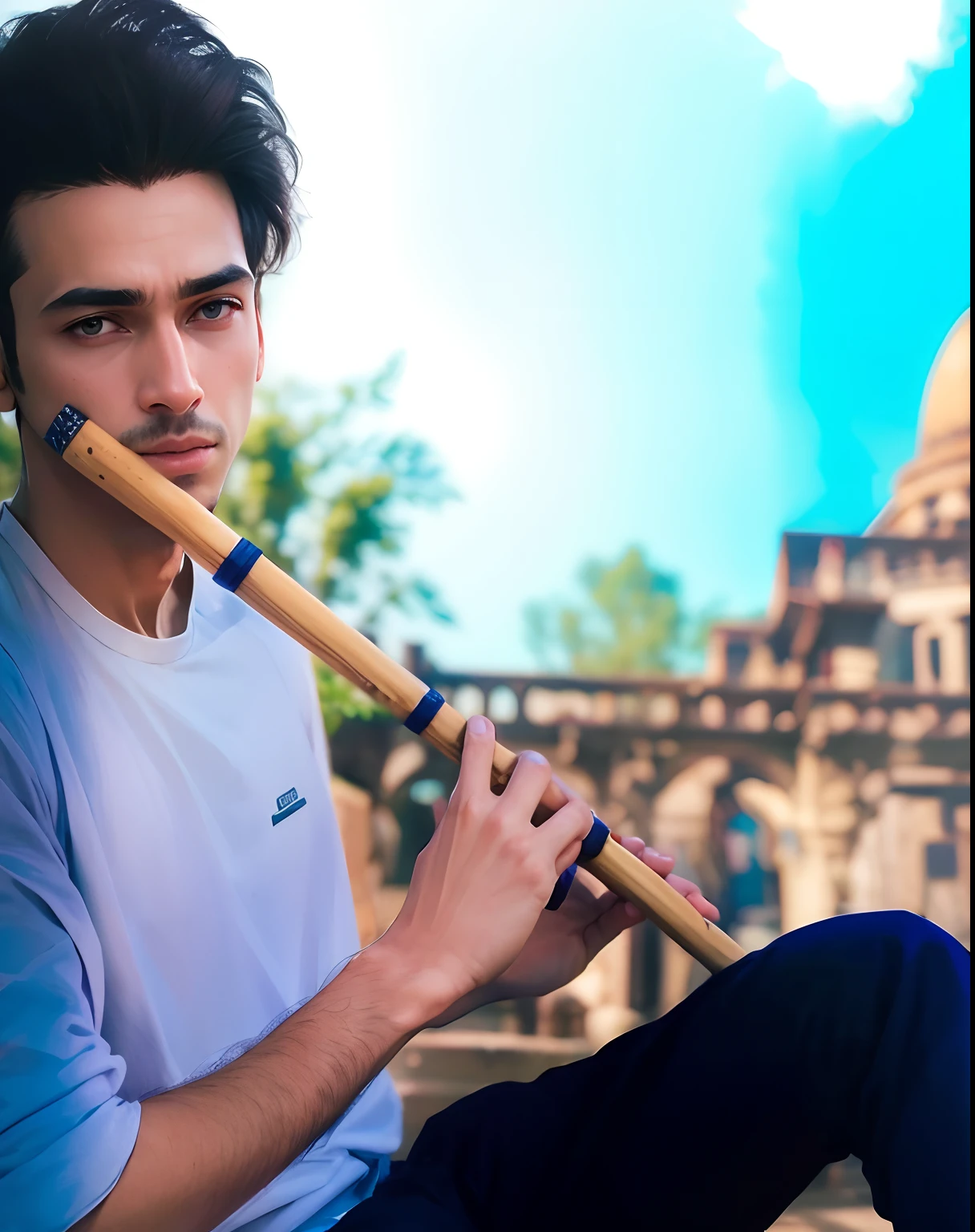 change background realistic face wearing kurta 8k