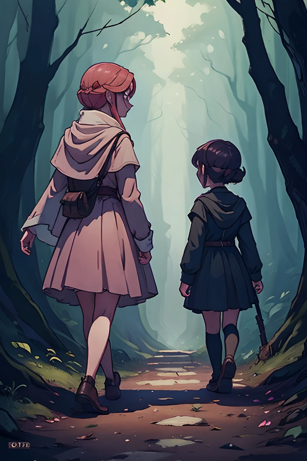Lily and Rose started walking towards the dark forest.