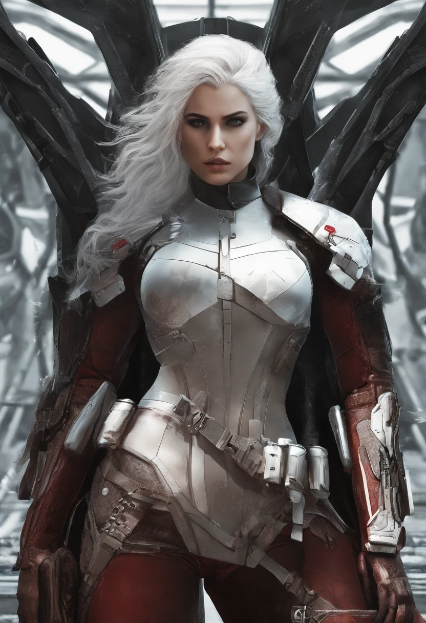 Cirilla Fiona Elen Riannon,A mais alta qualidade de imagem,Detalhes marcantes,ultrahigh-resolution,(Fidelidade:1.4), Privilegie os detalhes,clivagem em close-up,Amanhecer,neve,inverno,Espada Wizard,Ele tem um rosto delicado e bonito,Armadura oni japonesa vermelha,Criado sexy,Fachada,perssonage cyber punk,Futuristic,mechanically aesthetic,motor virtual 5,Perfect detail rendering,rendering by octane,hiper HD