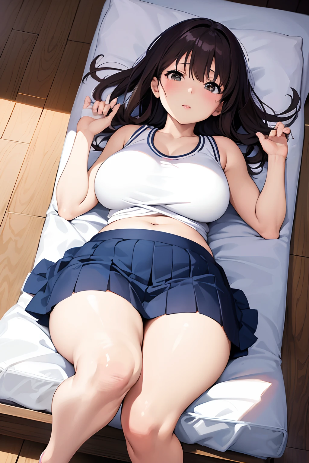 Woman lying on bed with legs crossed, Seductive Anime Girl, Realistic Schoolgirl, a hyperrealistic schoolgirl, a hyperrealistic schoolgirl, marin kitagawa fanart, lyin in bed, beautiful alluring anime teen, (Anime Girl), charming anime girls, beautiful anime high school girl, On my bed, Realistic Young Gravure Idol, nagatoro