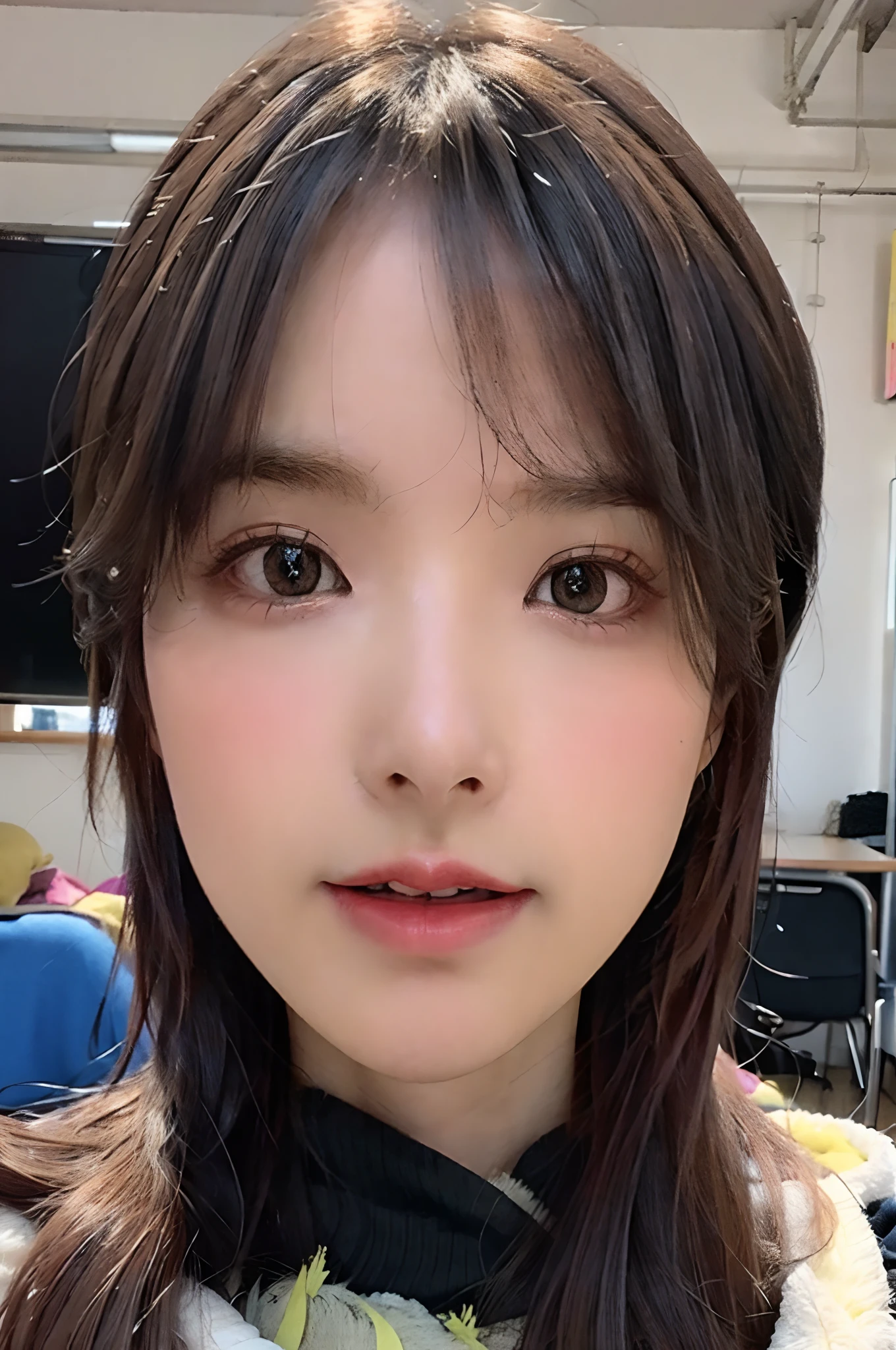 Photo of Enakolin, 18-year-old girl in the classroom, Close up, (Intricate details:0.8), (hdr, ultra - detailed:1.2), Close up