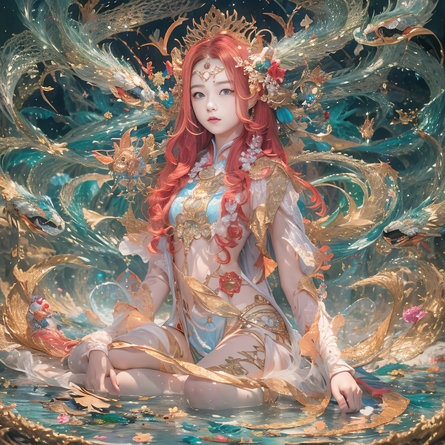 Beautiful，Flawless，Beautiful，Flawless，Beautiful，Flawless，Beautiful，Flawless，Beautiful，Flawless，Beautiful，Flawless， Solo, Who Rosenthal, Dress with collar, Short dress, Short sleeves, blue jacket, black thighhigns, hair loss, Long hair, Low Twin Tails, Bob cut, tiese, Headgear, White gloves, Elbow gloves, Wide hips, Smile, standing, inside spacecraft