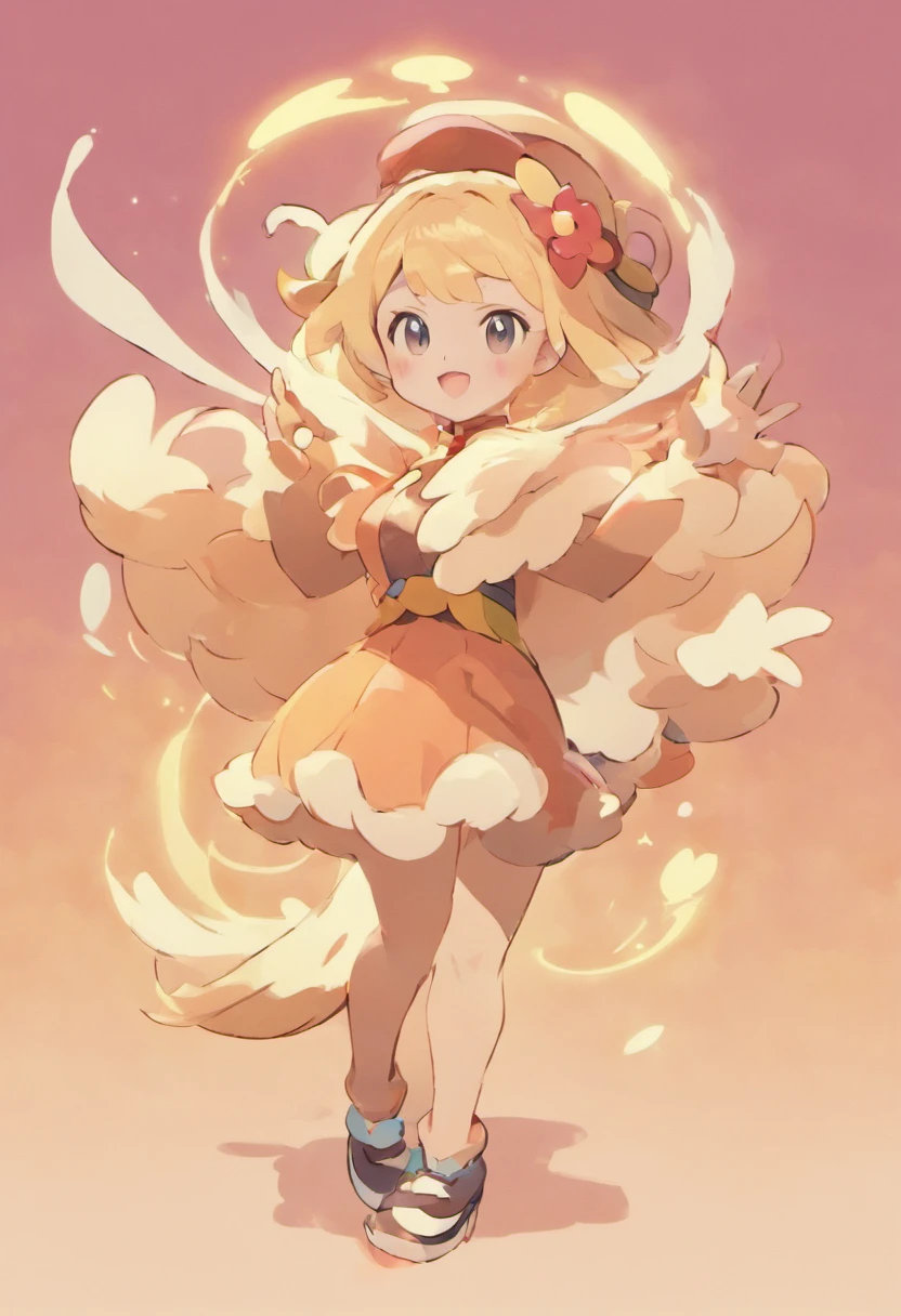 A pokémon master similar to Serena playing with her Fuecoco
