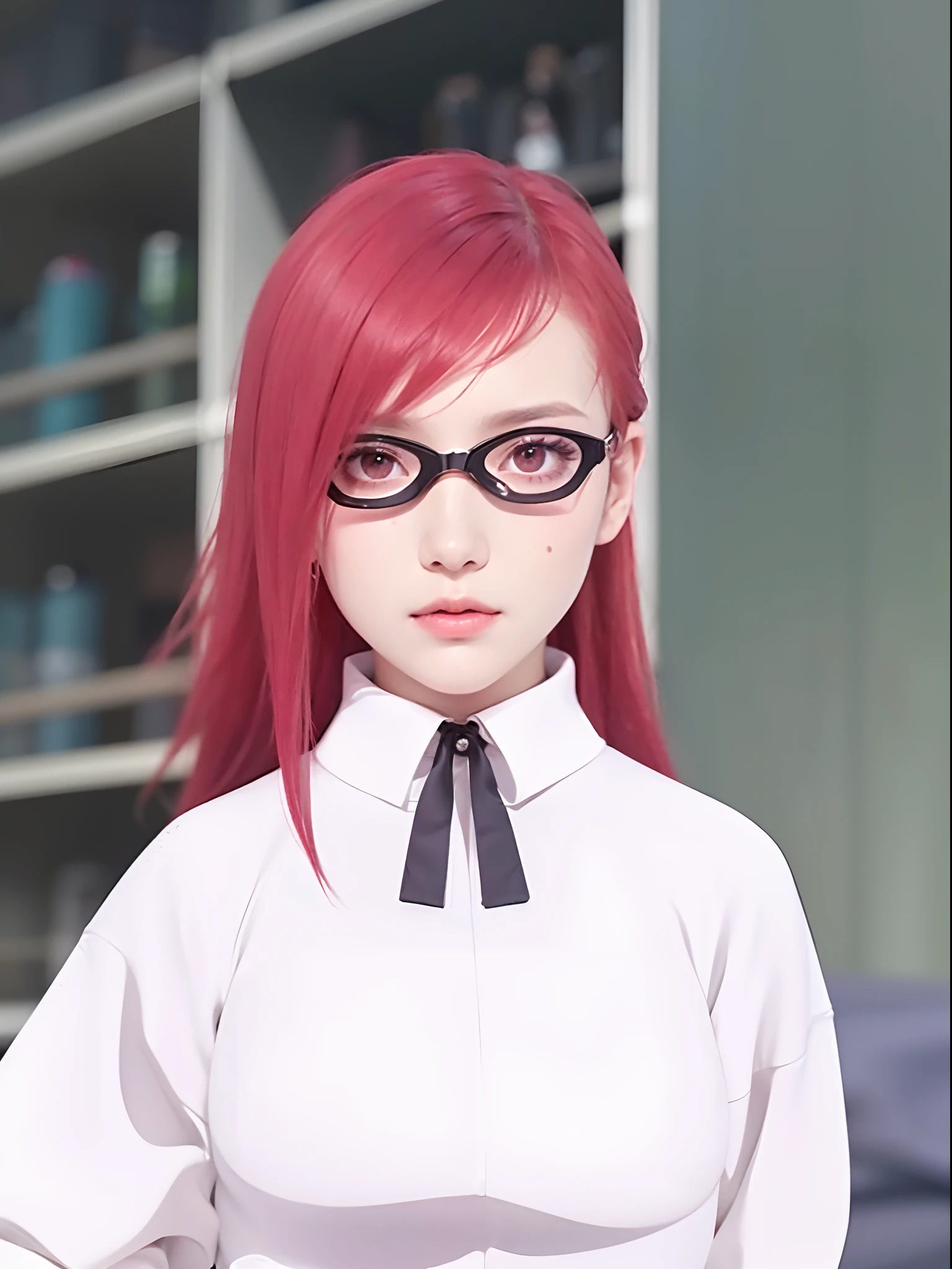 High quality image, masterpiece, detailed hair texture, detailed skin texture, detailed cloth texture, 8k, add fabric details, ultra detailed skin texture, ultra detailed photo, skin pores, portrait of a girl, red eyes, red hair, wearing dress, add cloth details, high skin details, realistic hair details