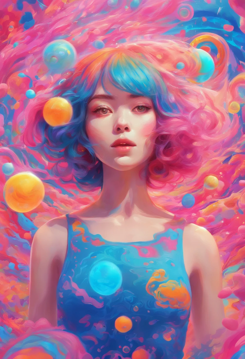 ((top-quality, 8K)), (Realistic), (Face Focus: 1.1), (blue and pink: 1.3), Kawaii Girl, short-hair,
Hair fluttering in the wind, Facing to the side, Look up at your face, Eyes closed, (Sleeveless: 1.1)、Skirt, D Cup Breasts, Countless soap bubbles、nudde、