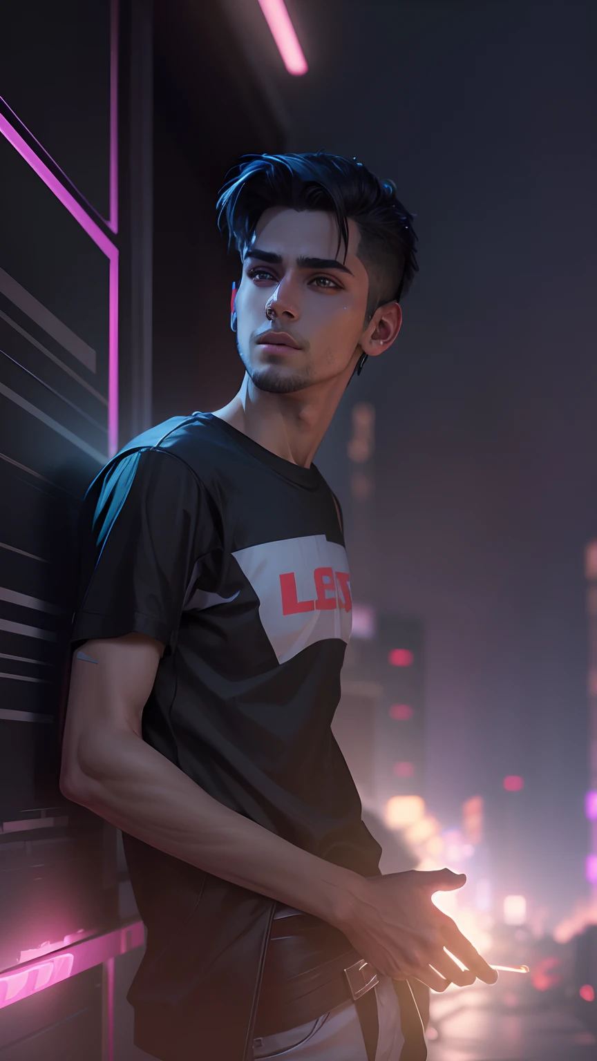 Change background cyberpunk handsome boy, realistic face, 8k, ultra realistic,