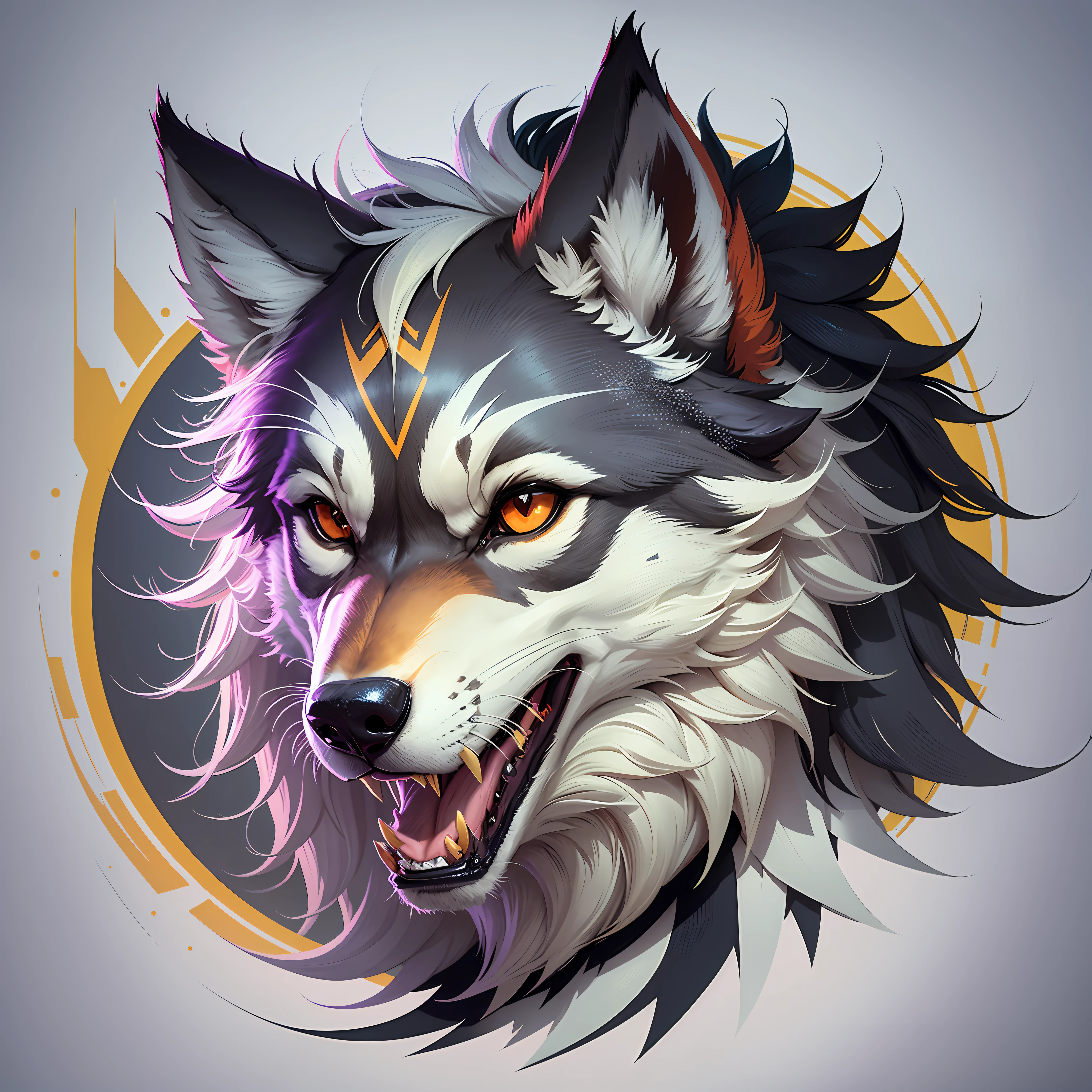 wolf mascot style, t-shirt design, super gorgeous, 2d, vector, flat --auto --s2