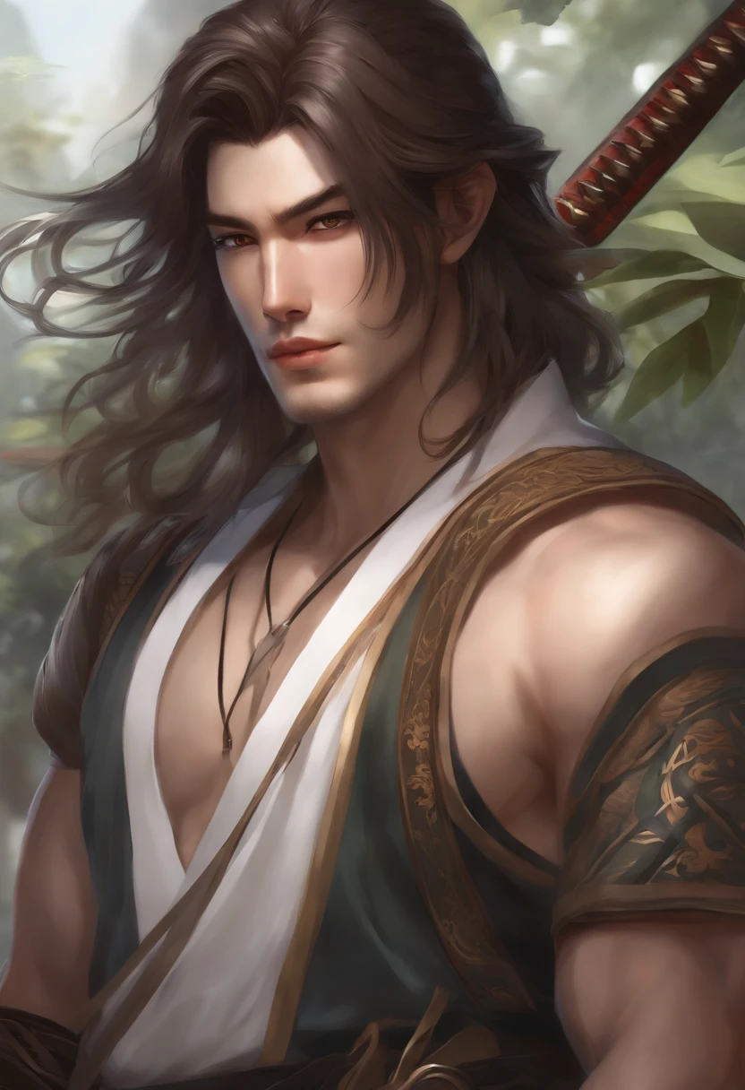 personagem de anime elfo masculino, com cabelo samurai e roupas orientais em uma cidade japonesa , gama murata e Artgerm, Artgerm e Atey Ghailan, Artgerm extremamente detalhado, Arte no estilo de Guweiz, por Yang J, Stanely Artgerm, Modelo IG | Artgerm, Estilo de Stanley Artgerm