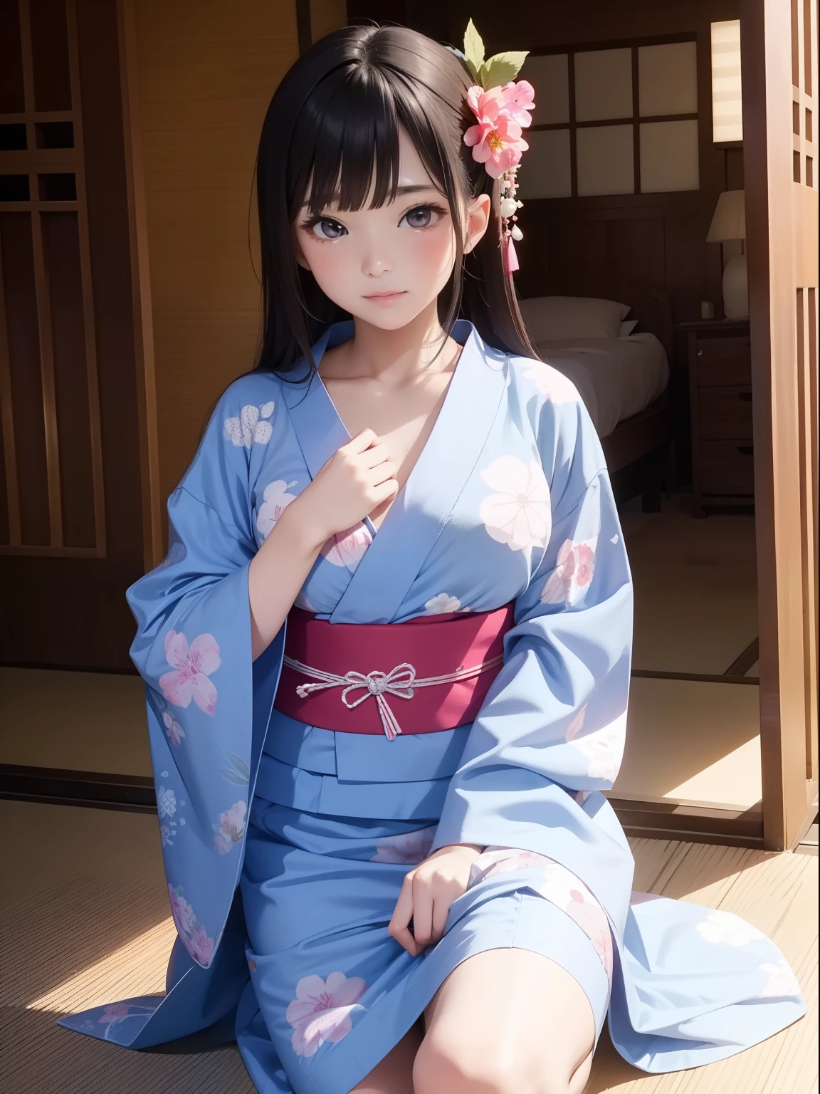 Beautuful Women、18year old 、FULL BODYSHOT、Yukata、perspiring、NSFW