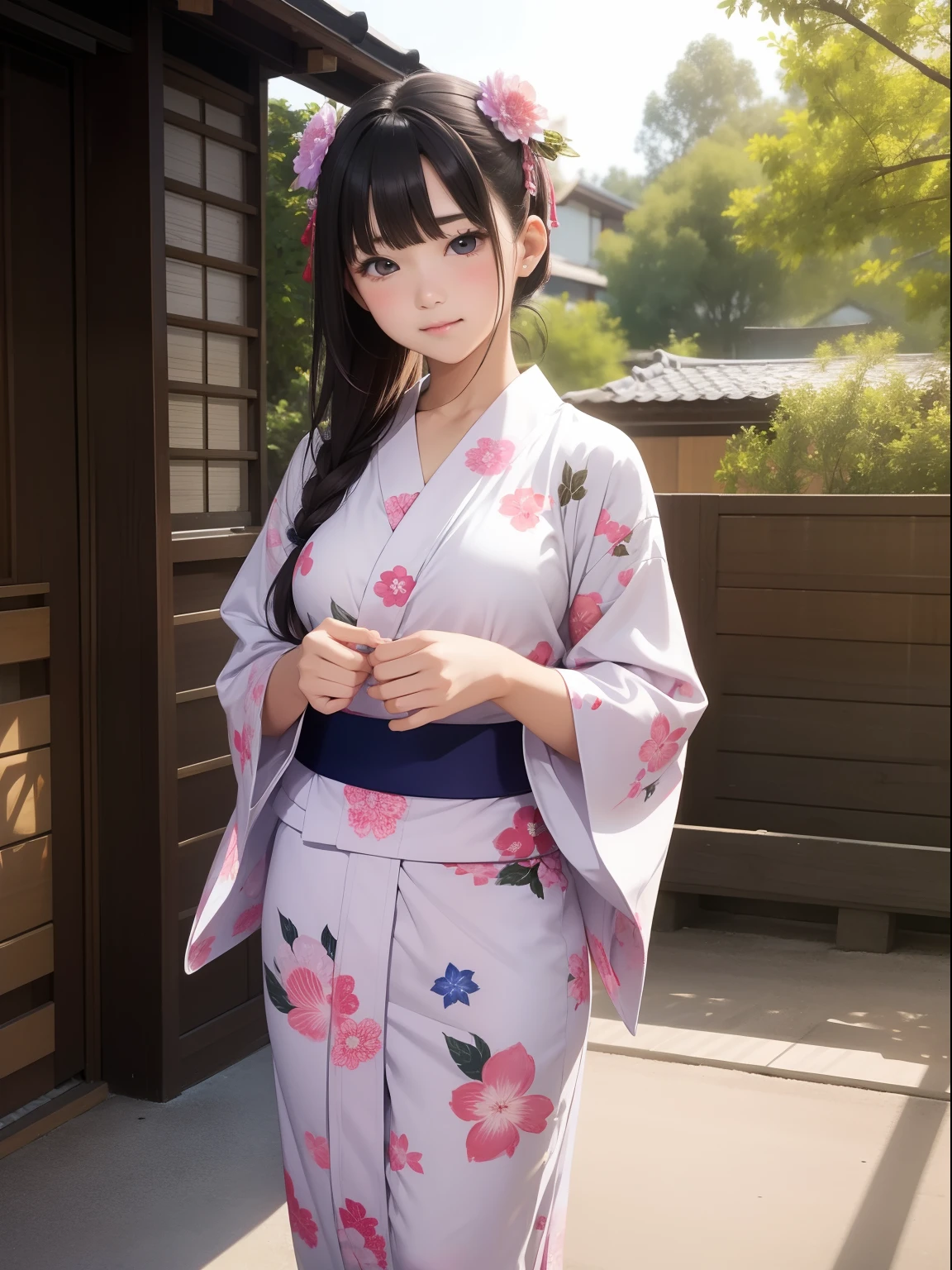 Beautuful Women、18year old 、FULL BODYSHOT、Yukata、perspiring、NSFW、nudde