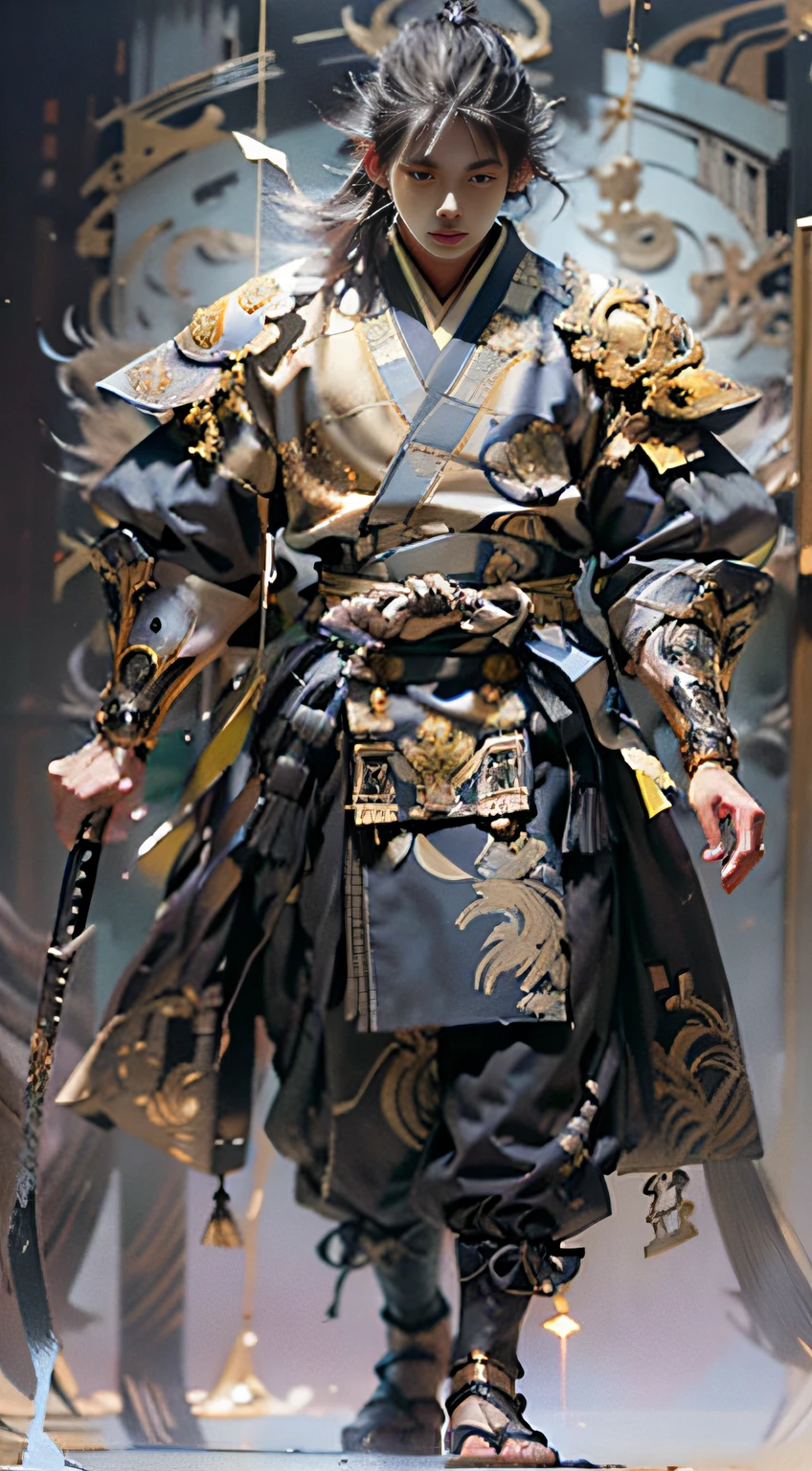(((32k,high detal,high-detail、masterpiece,Attention to detail,full body Esbian,独奏,1man))),Raw photo & realistic atmosphere,beautiful dark blue eyes,Detailed mouth,Detailed eyebrows,Shine in every detail,Eyes drawn in detail、Very beautiful eyes with azure eyes,Detailed lips、Infinite reality, ,Brave samurai of the Sengoku period, bulky17-year-old beautiful boy,Samurai of the Sengoku period of Japan,the whole body is wet,dripped out,with a flushed face,Tremendously beautiful17-year-old Sengoku samurai beautiful boy,(youthfulness,Sharp eyes,Serious beautiful look,Armor samurai of the Sengoku period,Sengoku armor,Armor of the Warring States Period,Black shiny hair,Chonmage,showing your whole body,Detailed crisp armor,Beautiful luxurious Sengoku armor,Armoured pockets,torso,small hand,Sandals,Shoulder to shoulder,Sengoku Warlord,Strongly influenced by Akechi Mitsuhide,beautiful young boy:1.8)