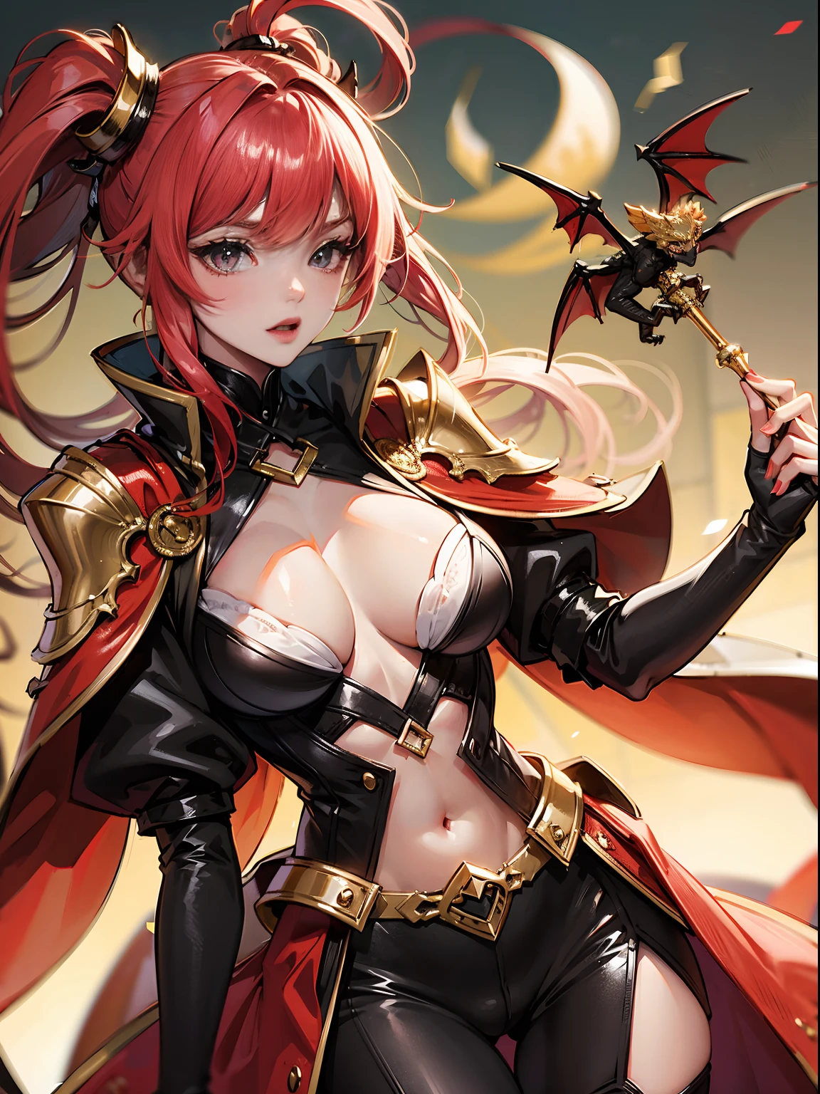 A beautiful dragonoid female, crimson hairs
