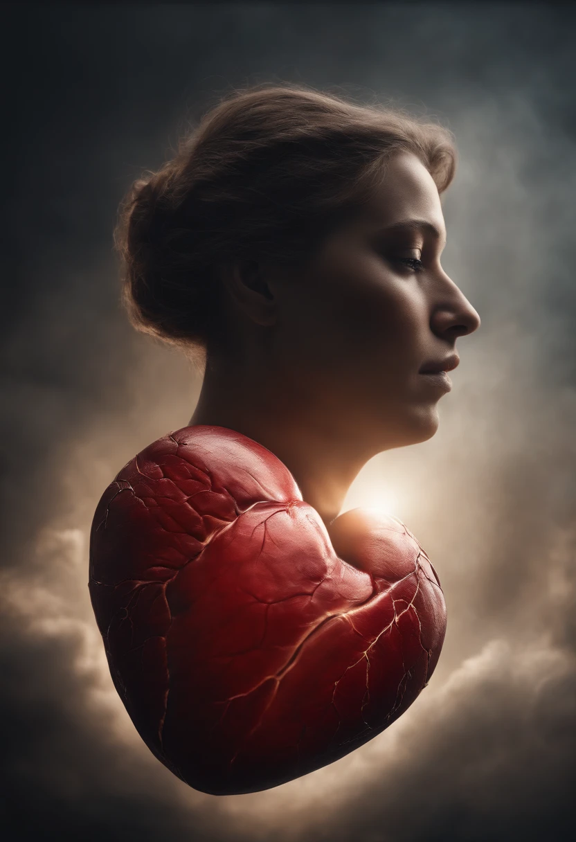 A hardened human heart side by side with a representation of God, biblical, imagem realista 8k