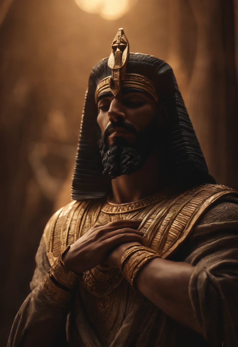 Pharaoh with A hardened human heart side by side with a representation of God, Jesus Cristo, Biblical character, Imagem realista 8k