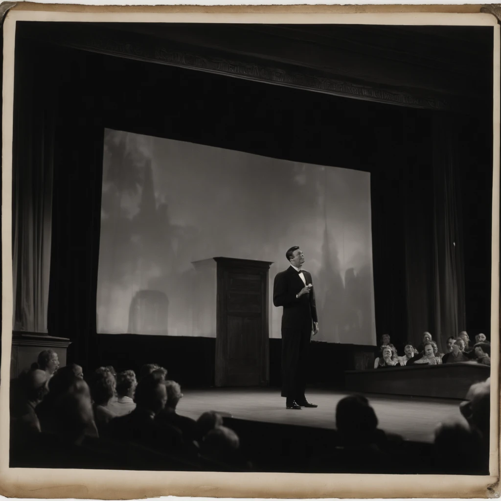 Neville Goddard on stage at a lecture The year is 1955 front