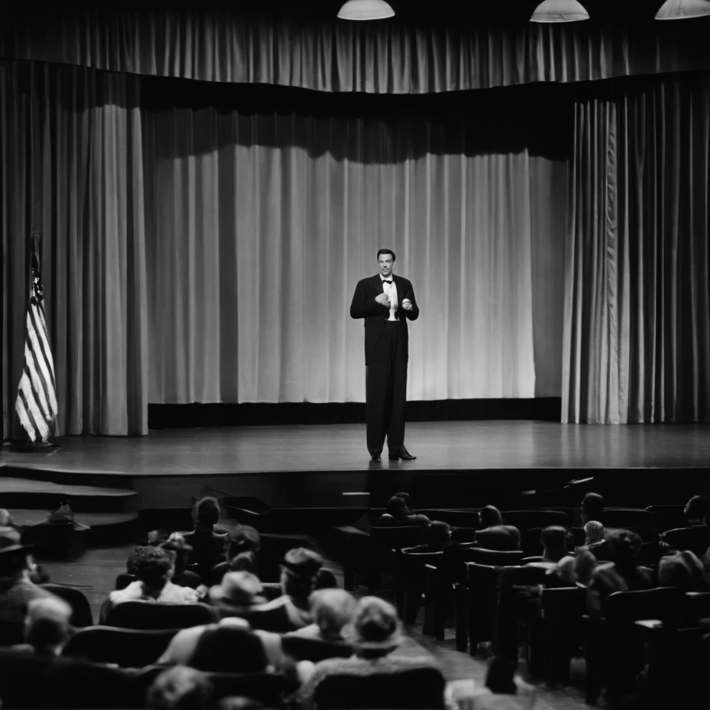 Neville Goddard on stage at a lecture The year is 1955 front