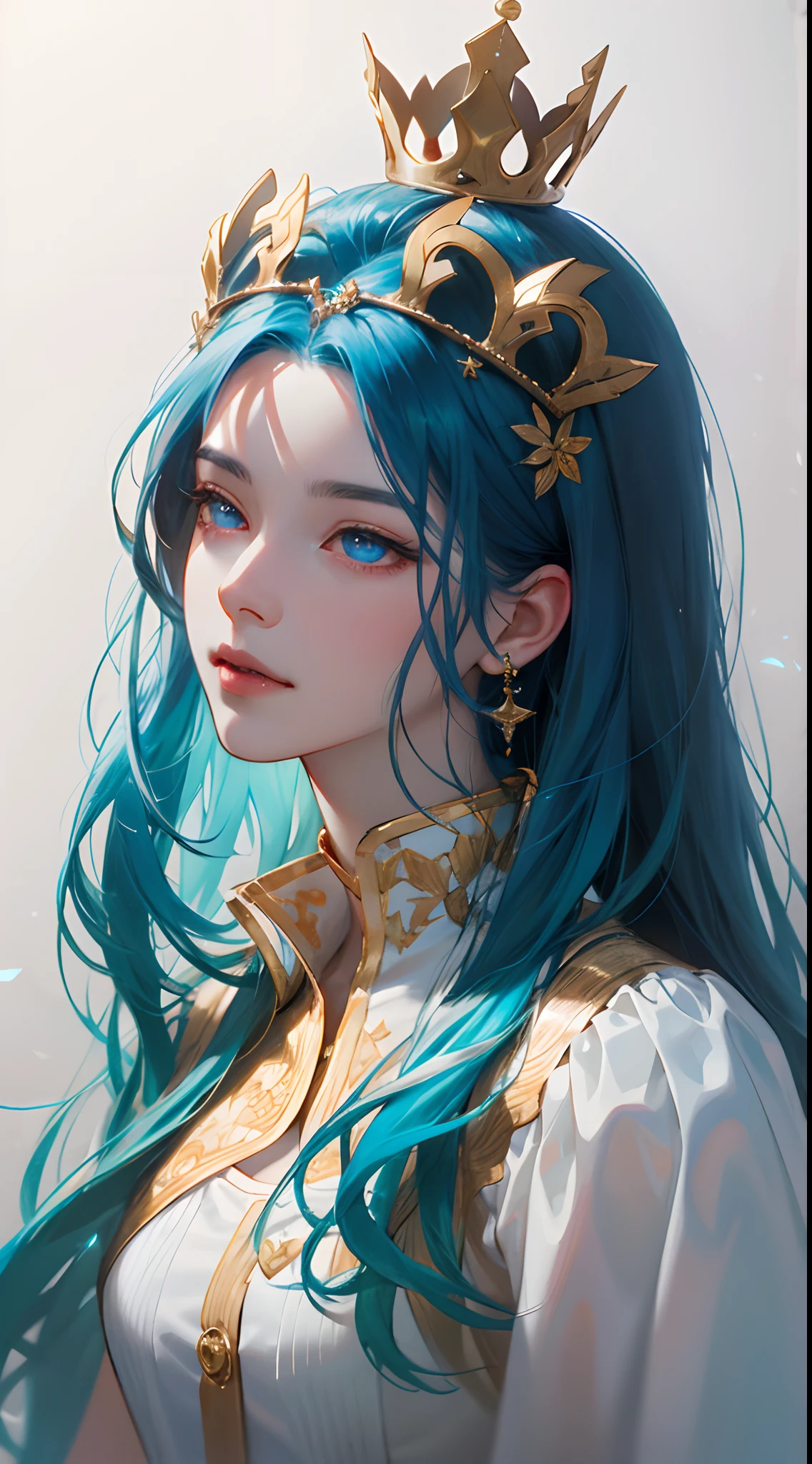 high high quality,tmasterpiece,Delicate facial features,Delicate hair,Delicate eyes,Delicate hair,A close-up of a woman with blue hair and a crown,a beautiful fantasy empress,beautiful angel,8K high quality detailed art,of an beautiful angel girl,Trends on CGSTATION,Ethereal fantasy,Anime fantasy illustration,beautiful fantasy anime,Highly detailed digital art in 4K,Portrait of a beautiful angel,(Delicate facial portrayal)(Fine hair portrayal)(highest quality)(Master masterpieces)(High degree of completion)(bust)(a sense of atmosphere)8k wallpaper,tmasterpiece,Best quality at best,ultra - detailed(half-body portrait)