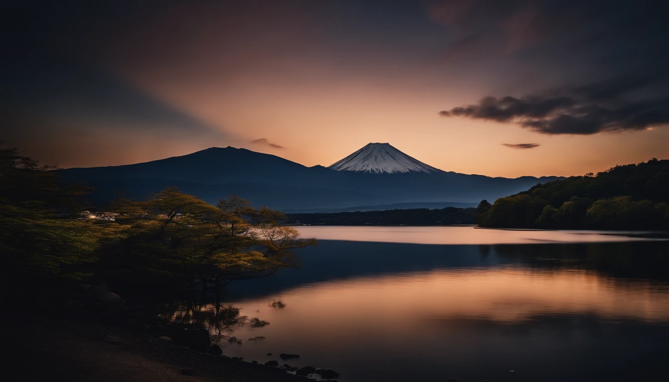 Mt fuji,Evening glow,Reflection on the surface of the lake,Full of happiness