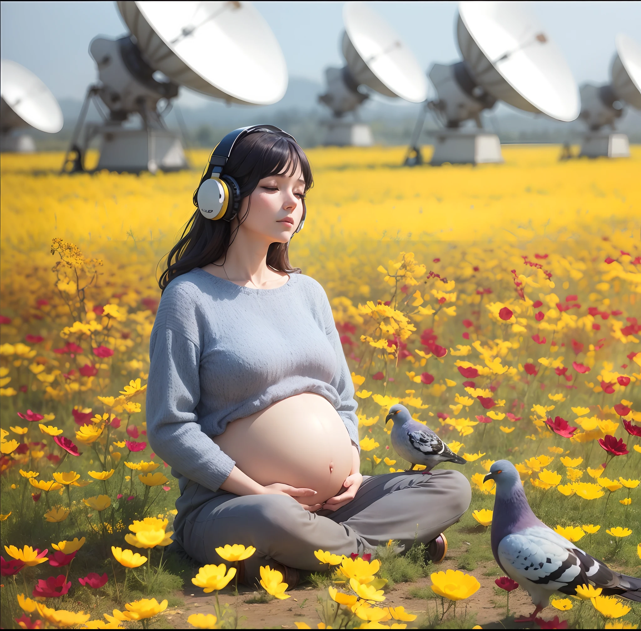 Get on the plane,Are pregnant，long purple hair