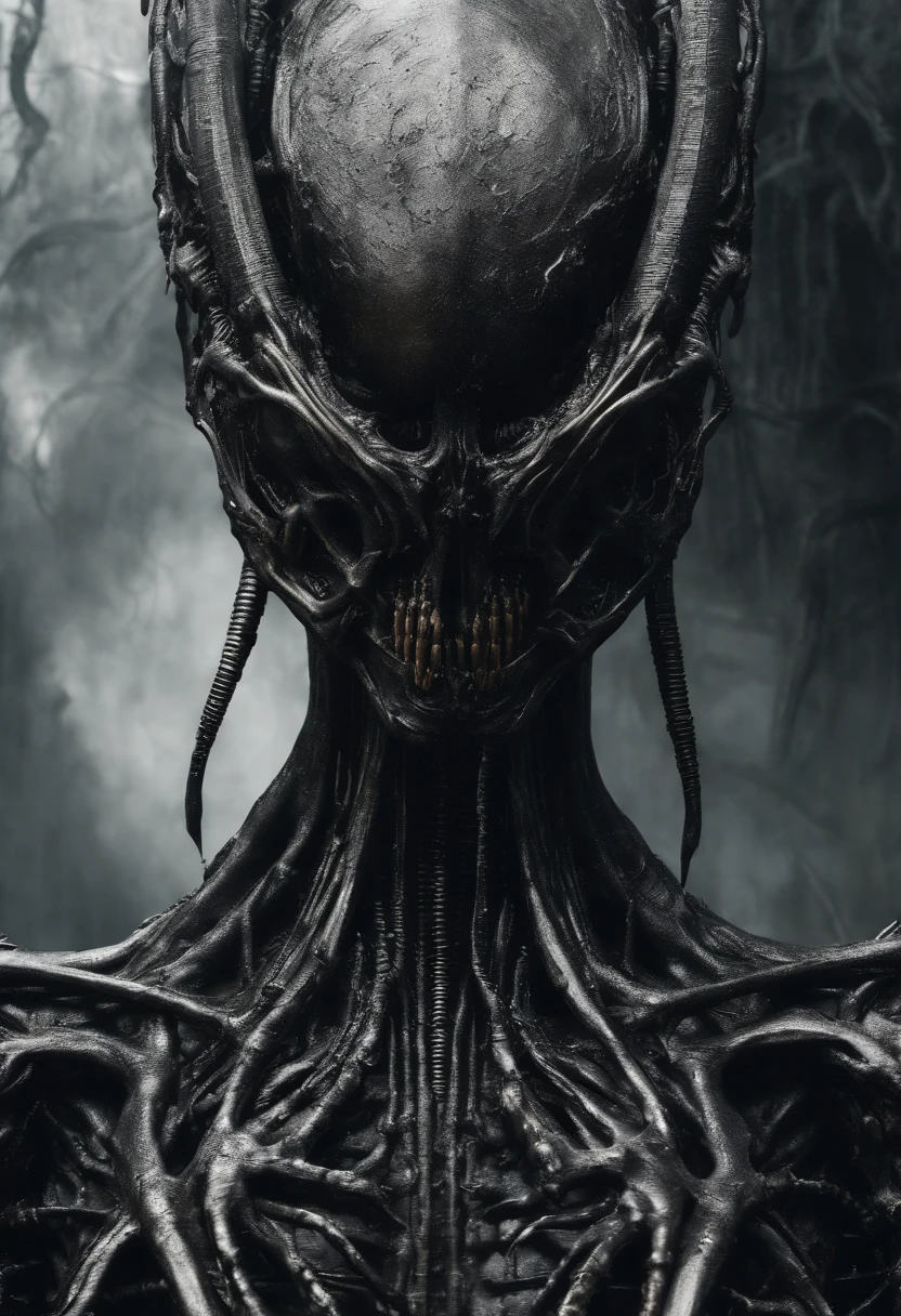 ((Best quality, 8K, Masterpiece: 1.4)),((Amazing detail: 1.3)),((illustration: 1.2)),((high resolution: 1.1)),Alien,Xenomorph,Smooth skin,Metallic skin,Biotechnology,h. r. Giger's artwork,full bodyesbian,Combat posture,Cinematic lighting,Film texture,