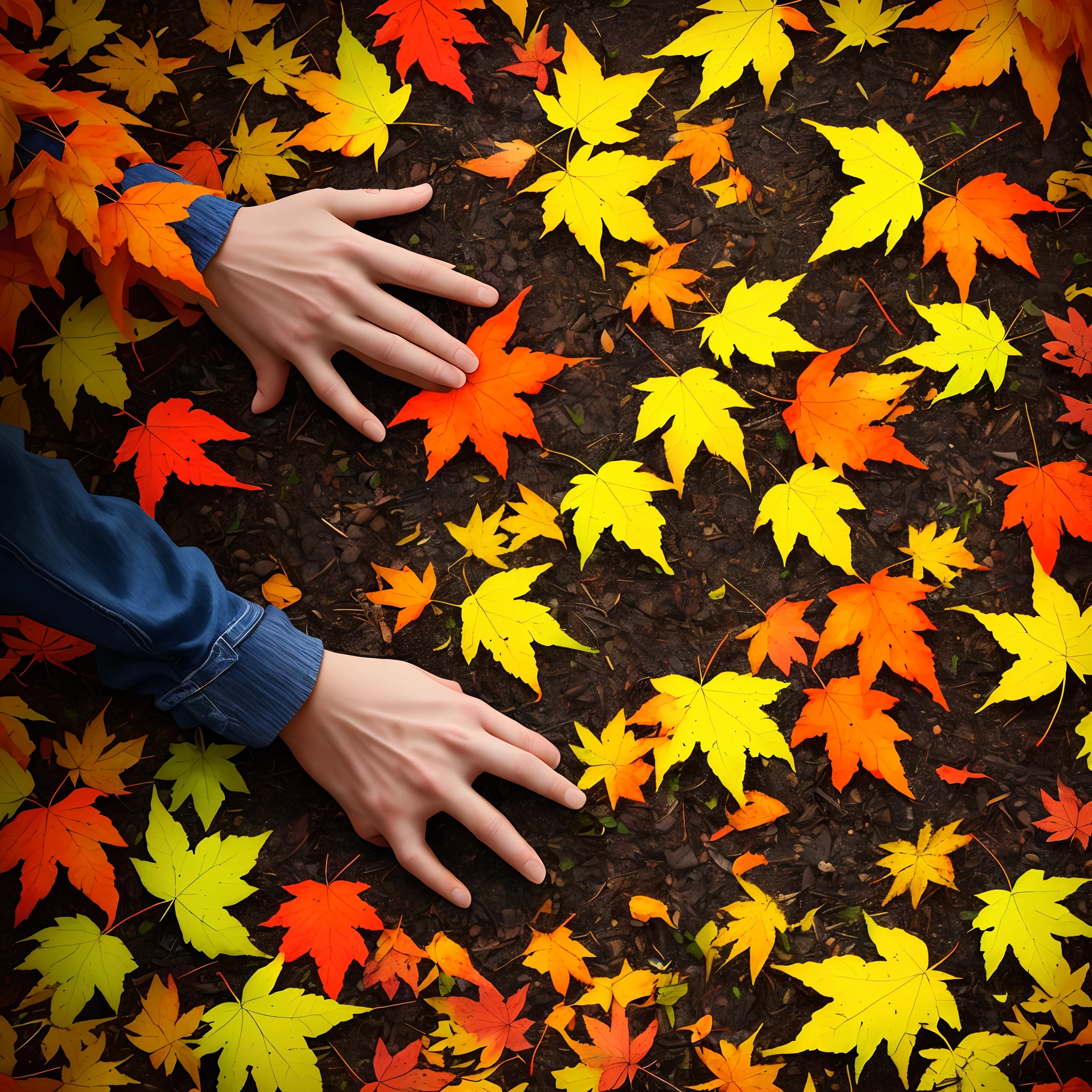 Leaves coming out of broken hands