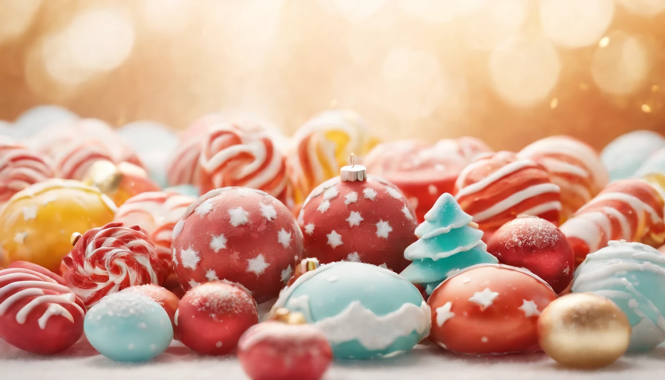 3D vector set of Christmas icons in the style of Ateigailan, Combine realistic and fantastical elements, Realistic and highly detailed rendering of Candy Core, low poly, Soft muted color palette, Watercolor separation type on white background