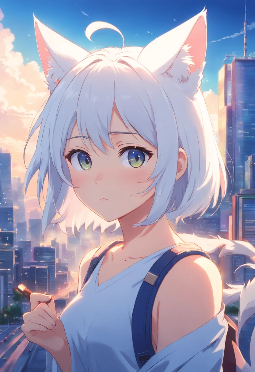 white hair cat ear