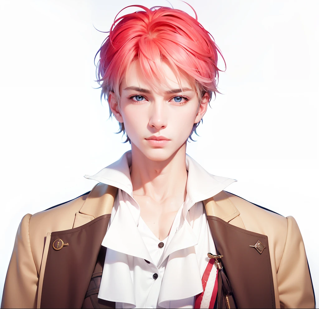 masculine male, masterpiece, ((perfect eyes)) best quality, (semirealism:1.9), beautiful lighting, (extremely detailed CG unity 4k fhd wallpaper), High Detail, Sharp focus, dramatic outdoors, 1 boy ,19 years old, white hair, light purpel eyes, smile.