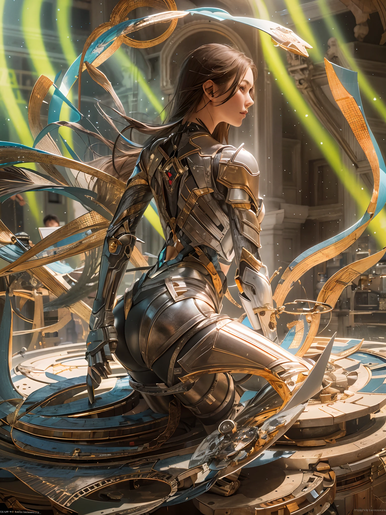 absurdes, high resolucion, The ultra-detailliert, (1Girl:1.3), break , Sun Knight, Solar Magic, Light manipulation, Radiant power, Attack the sun's rays, The aura of heat, Bright armor pedestal , Photo manipulation, Changed Reality, fantastical scenes, digital art, Creative Editing, evocative narratives, Amazing visual relaxation , Kinetic Art, Moving sculptures, Machinery manufacturing, Interactive installation, dynamic movement, Engineering ingenuity, striking visuals, Brunette Boy,