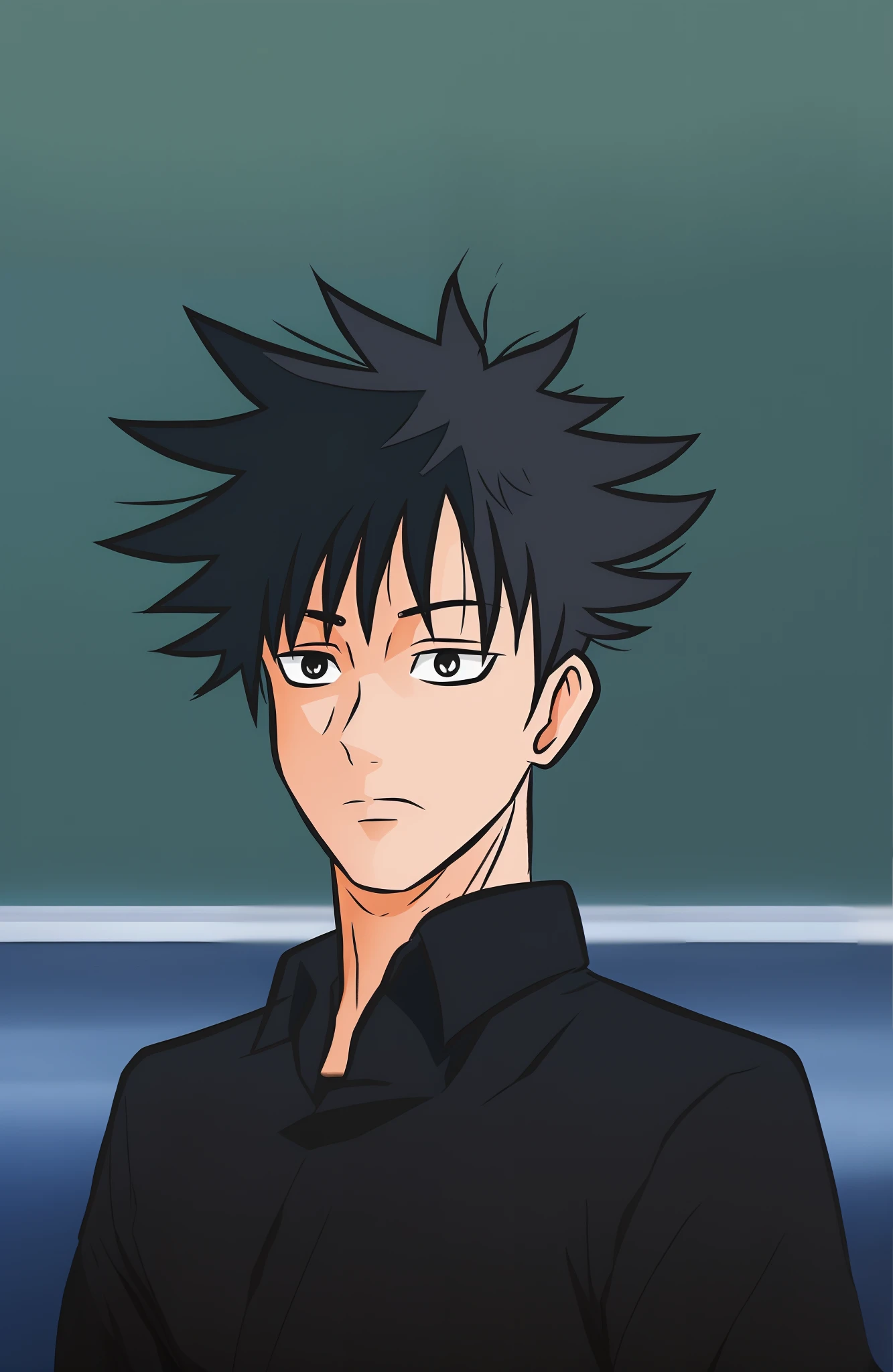anime guy with black hair and blue eyes staring at the camera, kentaro miura manga style, kentaro miura manga art style, otaku gangasta, kentaro miura art style, jujutsu kaisen, okata kazuto, inspired by Junsaku Koizumi, young anime man, kentaro miura style, kentaro miura!