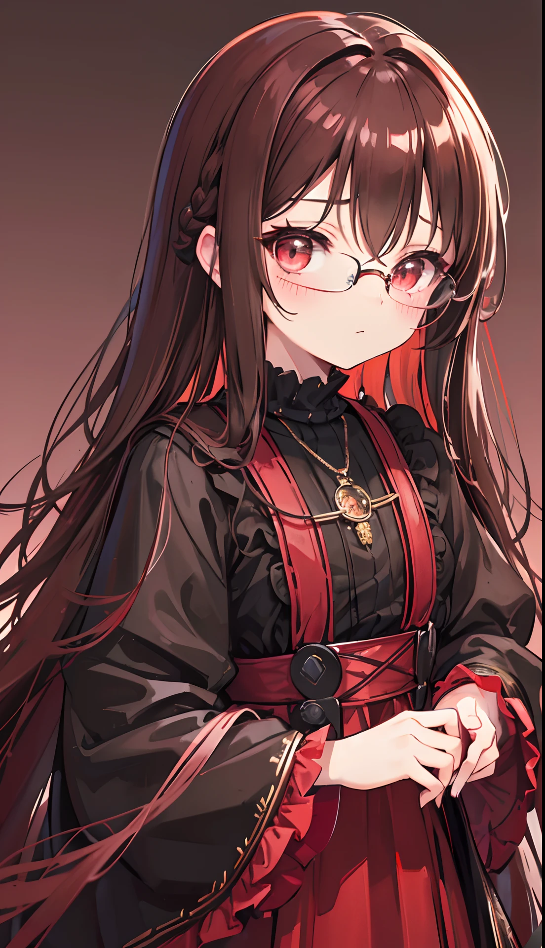 Large breasts、droolng、エロ、thighs thighs thighs thighs、Open 、Thigh Focus、Red and black nurse costume、Cross-eyed、Stranger、View other people、Blunt bangs、Sitting,hand between legs, Glasses, over-kneehighs,Ahegao , Silly,Sexual ecstasy,Drunken eyes,Blunt bangs, Black hair,(masutepiece:1.2, Best Quality), (finely detailed beautiful eye: 1.2), (Detailed background,Dark Fantasy), (beautifull detailed face), High contrast, (Best Illumination, extremely delicate and beautiful), ((Cinematic Light)), Colorful, Hyper Detail, Dramatic light, Intricate details,
