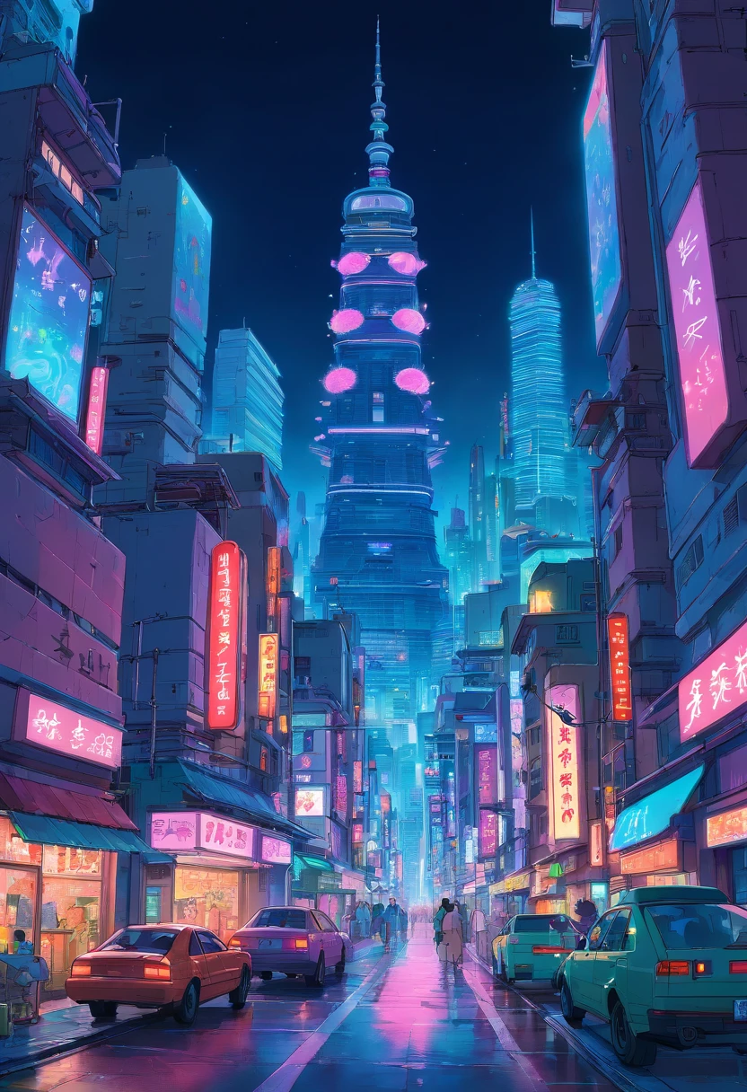 skyscrapers night view neon top quality ultra high definition cyberpunk