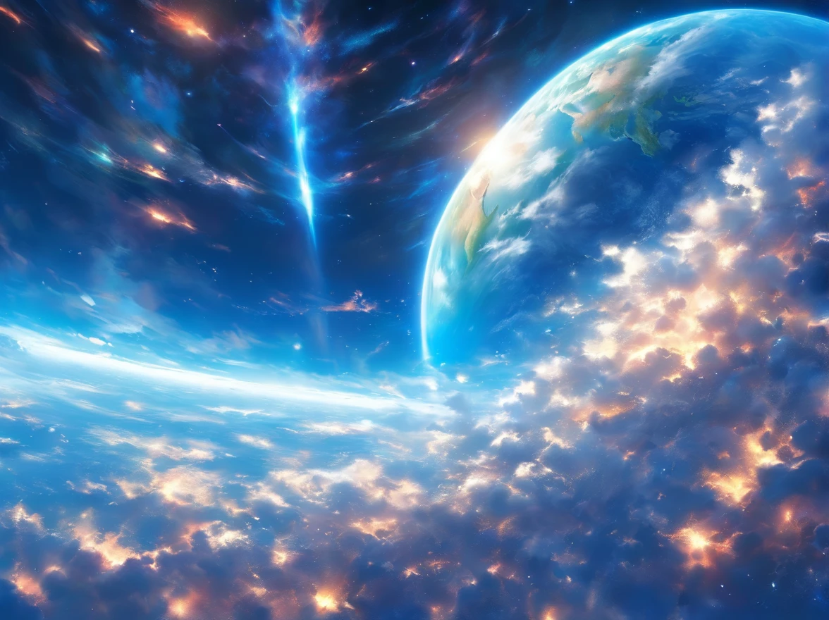 a view of Earth from the space station, blue planet, black background, realistic, high resolution, ultra-detailed, professional, vibrant colors, beautiful curvature, serene, awe-inspiring, breathtaking view, infinite space, peaceful, weightlessness, ethereal