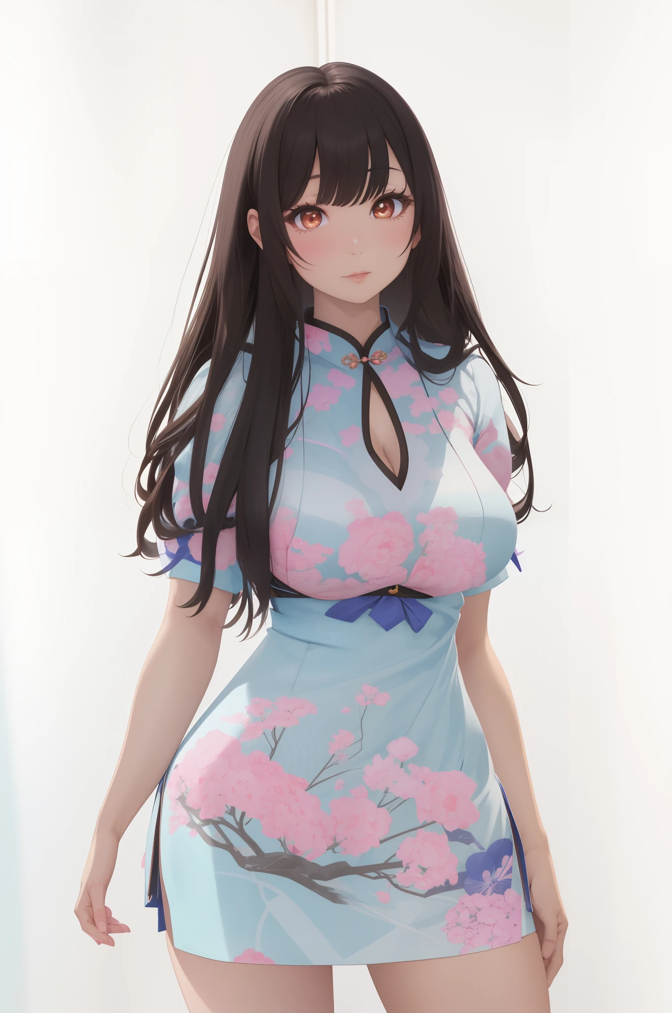 a close up of a woman in a short dress posing for a picture, skydoll noa, japanese goddess, plastic doll, asian girl, ultrarealistic sweet bunny girl, asian nymph bald goddess, chinese girl, 165 cm tall, asian hyperdetailed, oriental fantasy, sexy girl, asian female, cheongsam, 155 cm tall